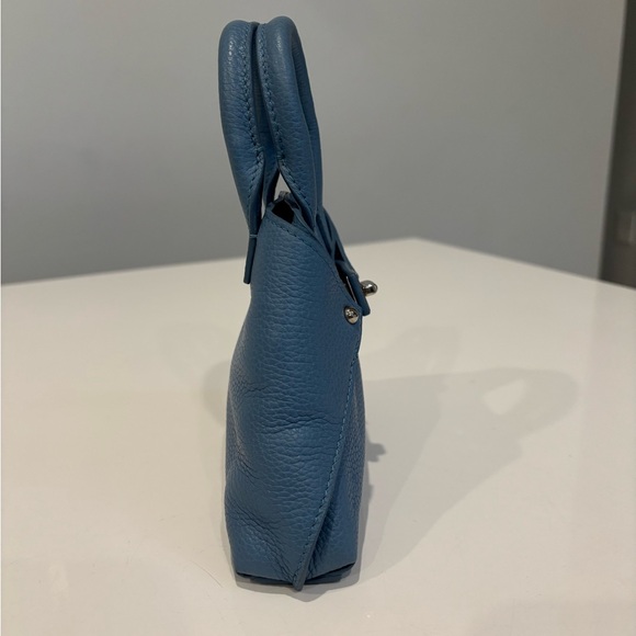 Akris Ai Mini Blue Pebbled Leather Top Handle Crossbody Bag Swiss Luxury - Picture 11 of 11